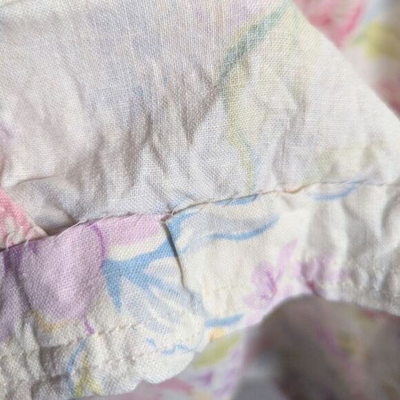 Liz Claiborne Linen Blend Cream Pink Purple Floral Short Sleeve Dress 4 - Picture 8 of 8